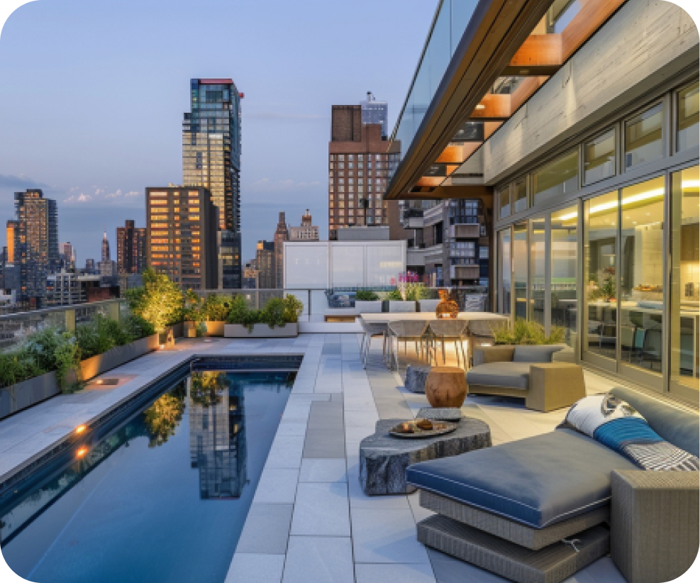 Modern high-rise apartment building with glass facade representing multifamily housing properties